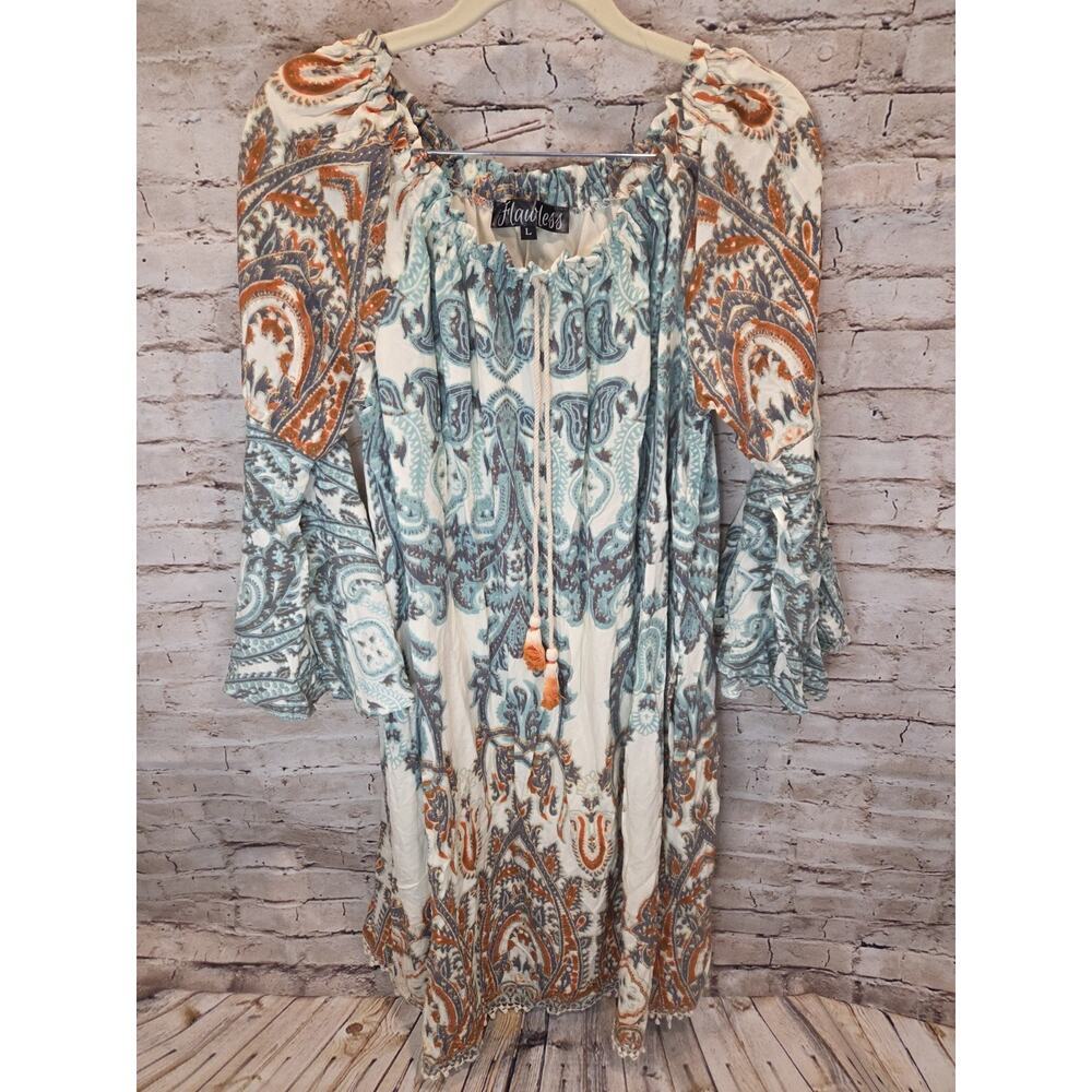 Flawless Boho Dress Size Large NWoT Bell Sleeves Long Sleeve Off Shoulder